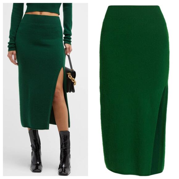 Frame Cashmere Blend Compact Pencil Skirt in Pine - Picture 1 of 13